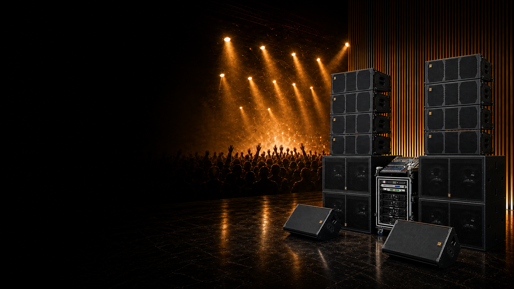 RMW AUDIO concert stage with professional audio systems